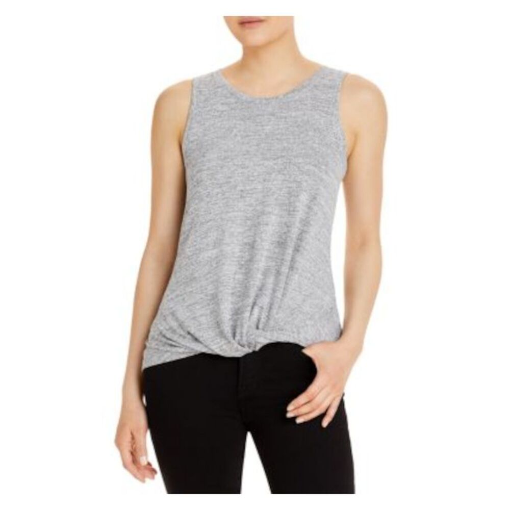 CUPIO BLUSH Womens Gray Twist Front Heather Sleeveless Scoop Neck Tank Top L